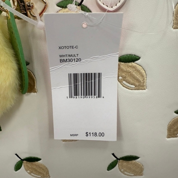 🤍🔹️Betsey Johnson🔹️ White Cream Lemon Fruit Shoulder Bag Tote Chain Strap NWT - Picture 5 of 7